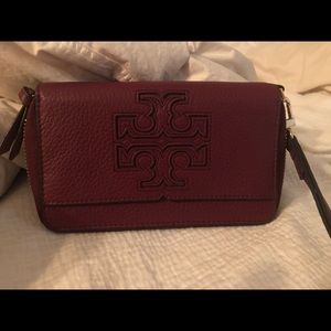 Tory Burch wristlet wine color